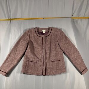 Orvis Women's Medium Wool Blend Jacket Purple Tweed Lined Snap Front‎ Classic
